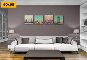 Set obrazů míst v jemných barvách - 4x 40x40 cm