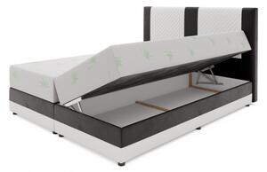 Moderní boxspringová postel PIERROT 180x200, šedá + černá