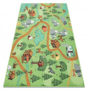 Dětský koberec REBEL ROADS Wild life 90 Les, zvířata protiskluzový - zelený