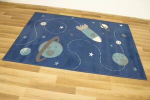 Dětský koberec Kids 534547/94955 Jeans Kosmos modrý / tyrkysový