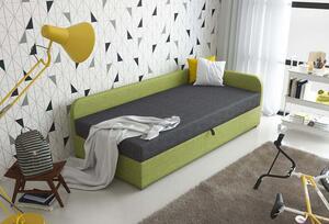Čalouněná postel VALESKA 90x200, zelená + šedá