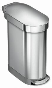 Úzký oválný pedálový koš 45 l, kartáčovaná ocel, nerez