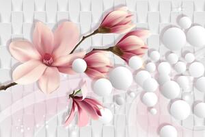 Tapeta magnolie s abstraktními prvky