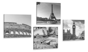 Set obrazů historické bohatství v černobílém provedení - 4x 60x60 cm