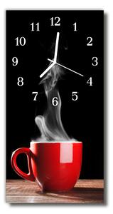 Skleněné hodiny vertikální Kuchyňský hrnek z červeného čaje 30x60 cm