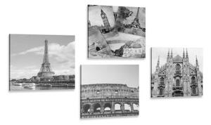 Set obrazů nádech historie v černobílém provedení - 4x 60x60 cm