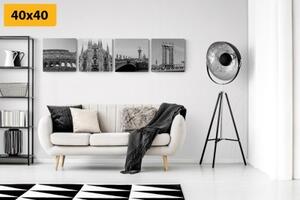 Set obrazů města v černobílém provedení - 4x 40x40 cm