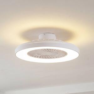 Lindby Stropní ventilátor Teleo s LED osvětlením, Ø 58 cm, bílý, DC, Tuya, stmívatelný, Bílá / opál, Obývací pokoj / jídelna, Plast, Moderní