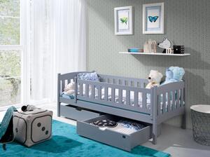 Dětská postel se zábranou GERTA - 90x190, šedá