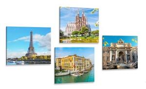 Set obrazů historické památky v nádherných barvách - 4x 40x40 cm