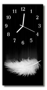 Skleněné hodiny vertikální Černé pero 30x60 cm
