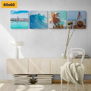 Set obrazů vánek moře - 4x 40x40 cm