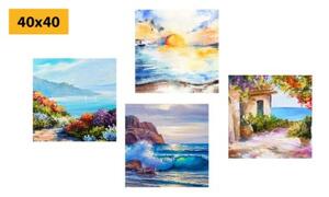 Set obrazů moře a pláž - 4x 40x40 cm