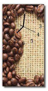Skleněné hodiny vertikální  Kuchyně Kávová zrna béžová 30x60 cm