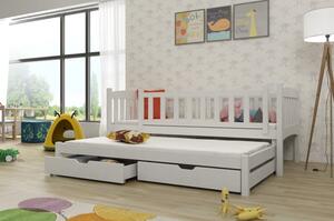 Dětská postel s přistýlkou a šuplíky 90x200 ADINA - bílá