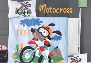 Povlečení bavlněné dětské Motocross 130x90cm+45x65cm TiaHome
