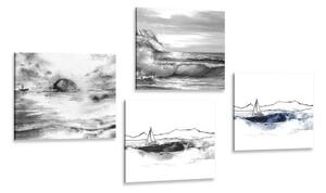 Set obrazů moře v imitaci olejomalby - 4x 40x40 cm