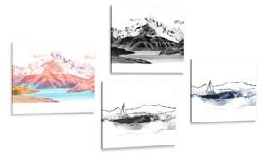 Set obrazů magická krajina ve stylu malby - 4x 40x40 cm