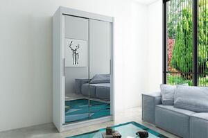 Prostorná skříň s posuvnými dveřmi v šířce 100 cm TIMEA 3 - bílá