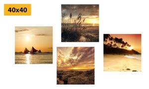 Set obrazů kouzelný západ slunce u moře - 4x 40x40 cm