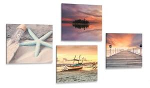 Set obrazů dovolená v ráji - 4x 40x40 cm