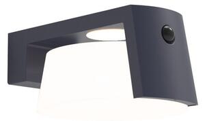 LUTEC 6906001118 MOON solární nástěnné svítidlo se senzorem LED 9,5W/1000lm 4000K IP44, 2200mAh 3,7VDC Li-ion battery, tmavěšedá