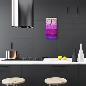 Skleněné hodiny vertikální Malovaná barva fialová 30x60 cm