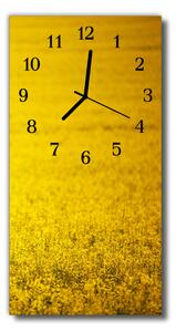 Skleněné hodiny vertikální  Květiny Repkové pole žluté 30x60 cm