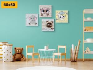 Set obrazů zvířátka v dětském provedení - 4x 40x40 cm