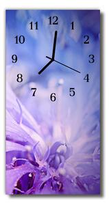 Skleněné hodiny vertikální Květiny Květinové plátky fialové 30x60 cm