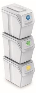 Set košů na tříděný odpad, 3 x 20 l, bílá