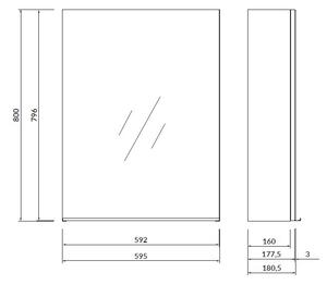 Cersanit - VIRGO zrcadlová závěsná skříňka 60cm, šedá-černá, S522-016