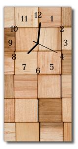 Skleněné hodiny vertikální Dřevěná hnědá kostka 30x60 cm