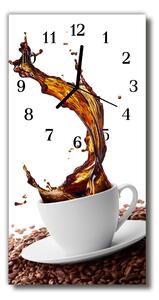 Skleněné hodiny vertikální  Kuchyňský kávový šálek 30x60 cm