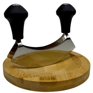 Prkénko na bylinky s krájecím nožem kulaté 16 x 16 x 1,8 cm, ocel/bambus KESPER 50646_1