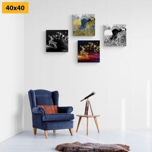 Set obrazů pohádkové jeleny v abstraktním provedení - 4x 40x40 cm
