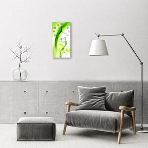 Skleněné hodiny vertikální  Zelená rostlina 30x60 cm