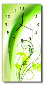Skleněné hodiny vertikální  Zelená rostlina 30x60 cm