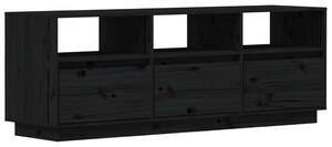 TV skříňka černá 140 x 37 x 50 cm masivní borové dřevo