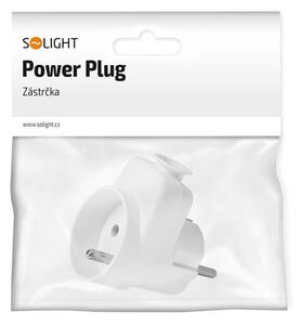 SOLIGHT Zástrčka lomená, s průběžnou zásuvkou, IP20, bílá