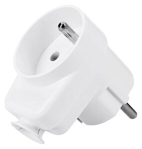 SOLIGHT Zástrčka lomená, s průběžnou zásuvkou, IP20, bílá