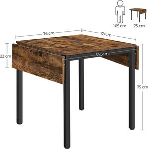 VASAGLE Rozkládací jídelní stůl hnědý 76-120 x 78 cm
