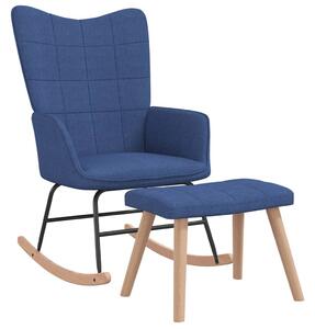 Houpací křeslo se stoličkou modré textil