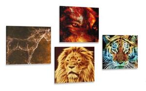 Set obrazů tajemná abstrakce zvířat - 4x 40x40 cm