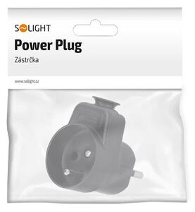 SOLIGHT Zástrčka lomená, s průběžnou zásuvkou, IP20, černá
