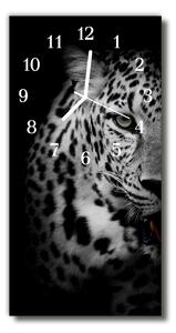 Skleněné hodiny vertikální Černé a bílé tygří zvířata 30x60 cm