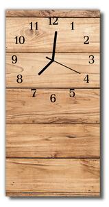 Skleněné hodiny vertikální Béžové dřevěné panely 30x60 cm