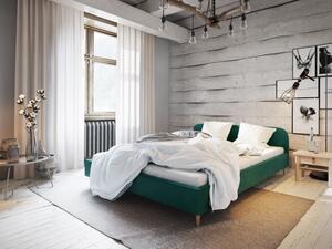 Manželská čalouněná postel 160x200 LETICIA - tmavě zelená
