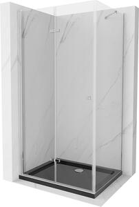 Mexen Lima, sprchový kout se skládacími dveřmi 100 (dveře) x 90 (stěna) cm, 6mm čiré sklo, chromový profil + slim sprchová vanička černá + chromový sifon, 856-100-090-01-00-4070