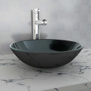 Umyvadlo z tvrzeného skla 42 cm černé 142231